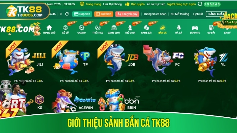Giới thiệu sảnh Bắn cá TK88 Giới thiệu sảnh Bắn cá TK88
